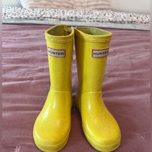 Discontinued kids Hunter Bright Yellow sparkle Waterproof Boots